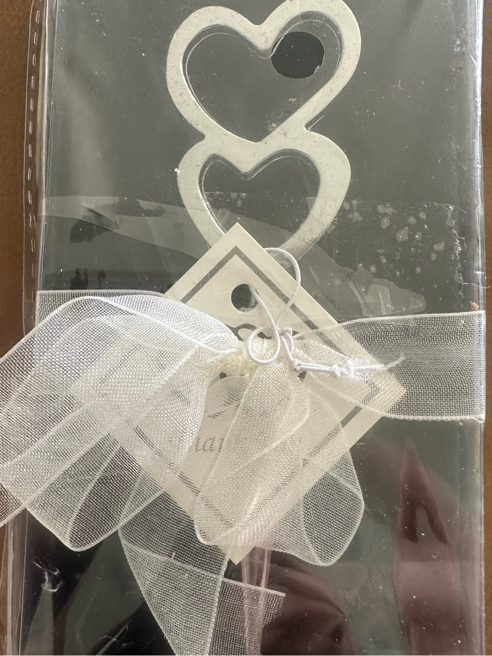 White Heart Accent Ribbon Bottle Stopper - Elegant Silver Accent